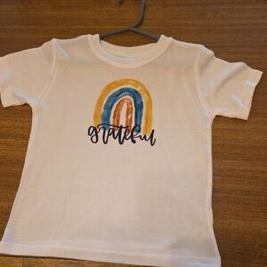 Kids White 'Grateful' Rainbow T-Shirt